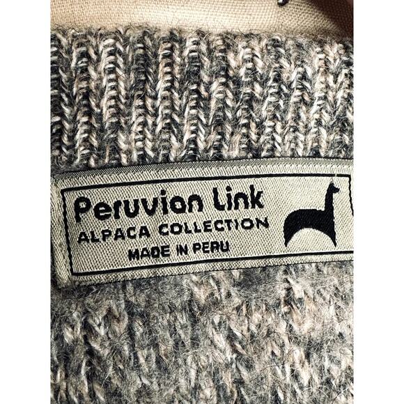 Peruvian Link Alpaca Collection Grey Open Front Cardigan Sweater W. Pockets Sz M - Picture 4 of 6